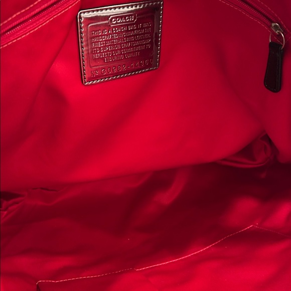 Coach (EUC) Poppy Black and Red Plaid Tote with Black Sequin Trimming & Handles - Picture 13 of 15